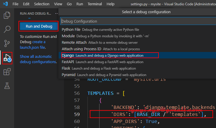 Django 使用VScode 创建工程